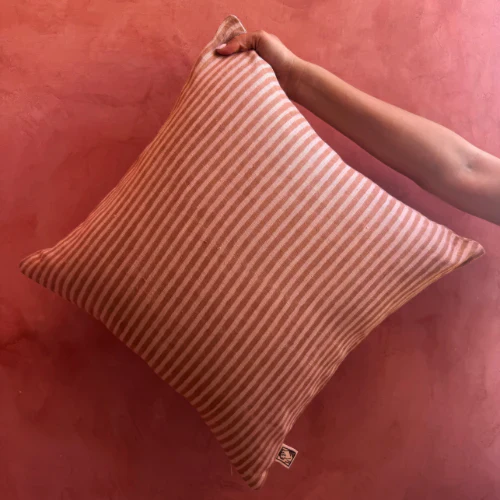 desert stripes- block printed pillow cover - (magenta) - Image 9