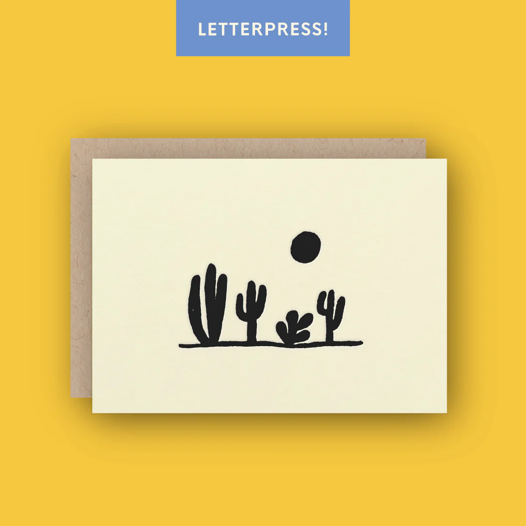 cactus letterpress greeting card
