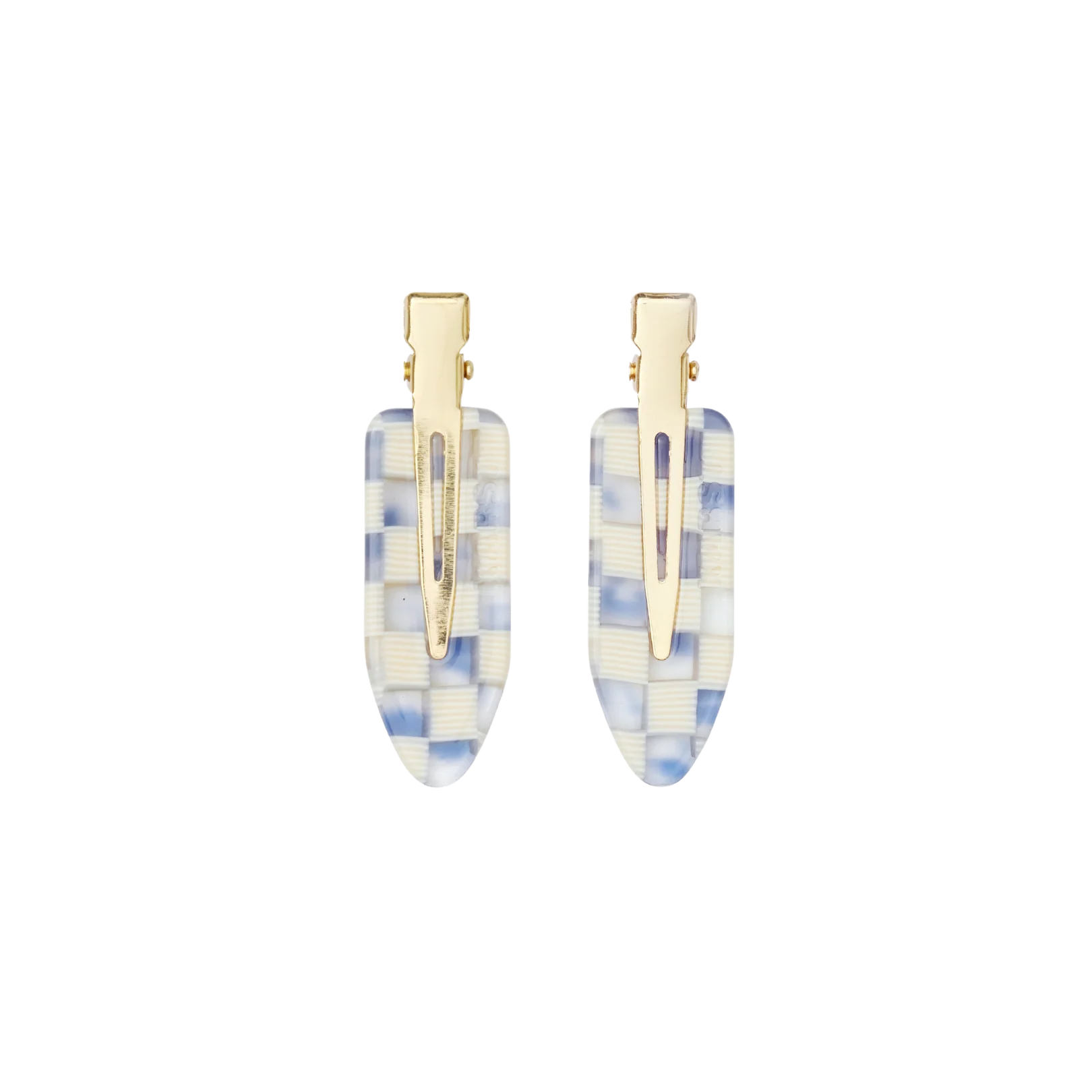 creaseless clips (set of 2) — sky checker