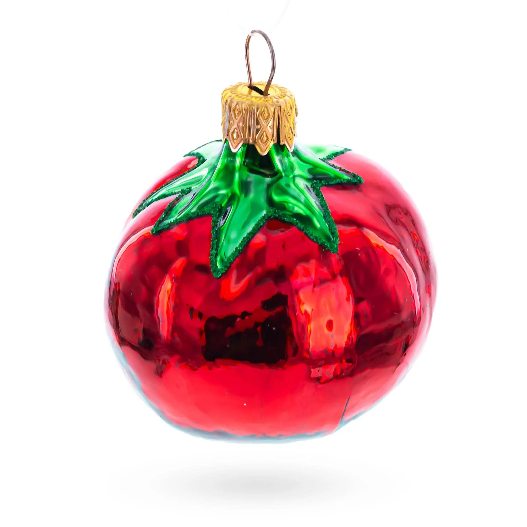 glittered shiny tomato glass ornament - Image 2