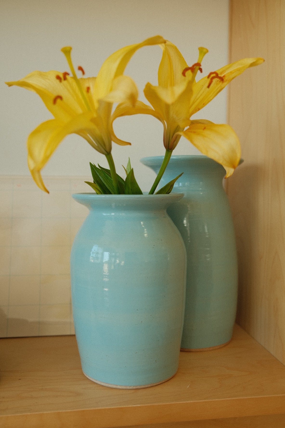 handmade ceramic baby blue vase - Image 2