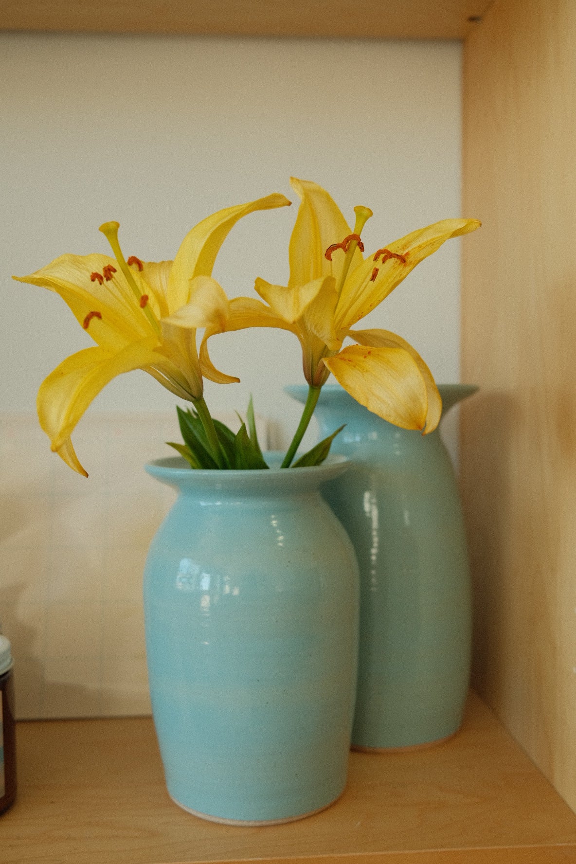 handmade ceramic baby blue vase - Image 4