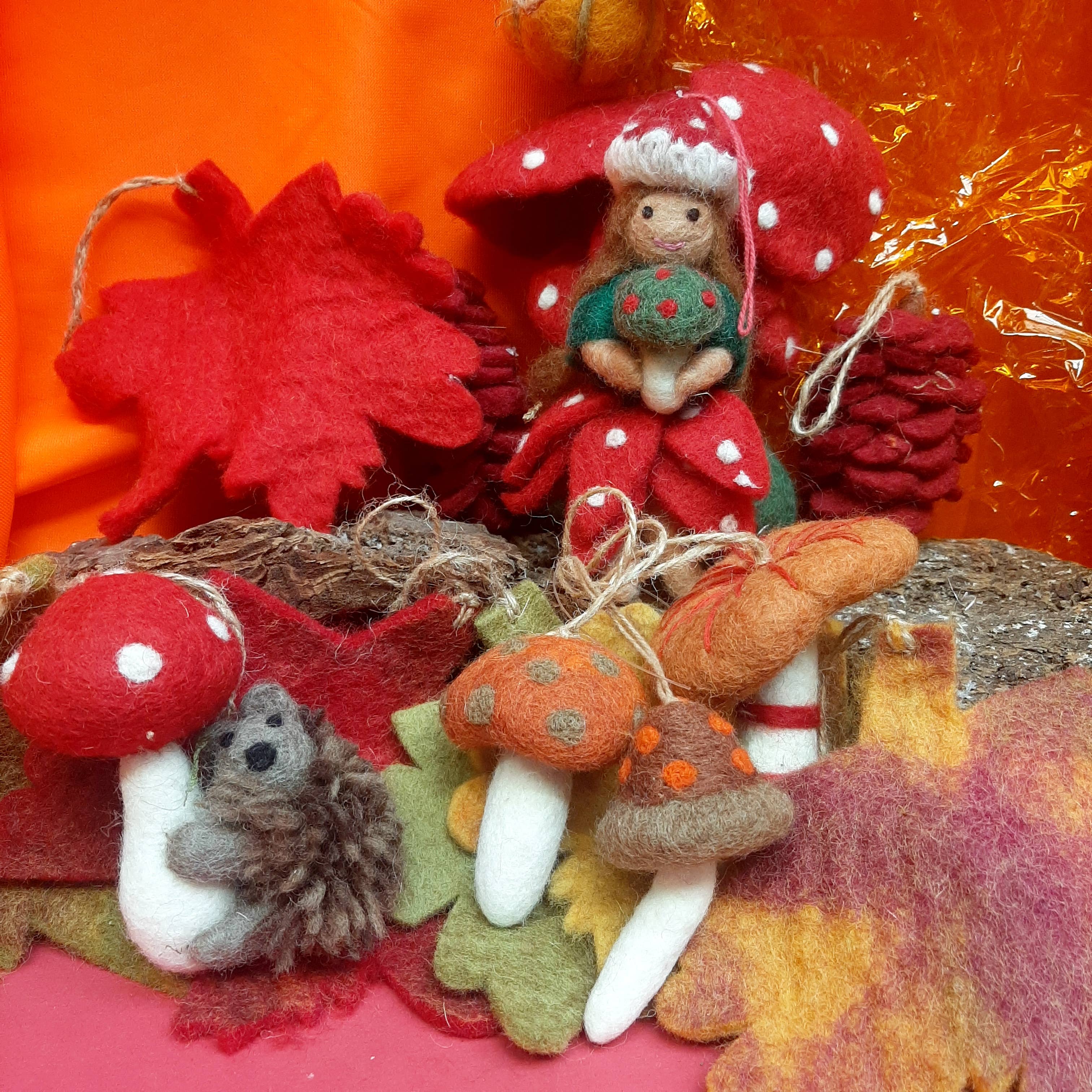 handmade felt wild foraged mushroom ornament - Image 6