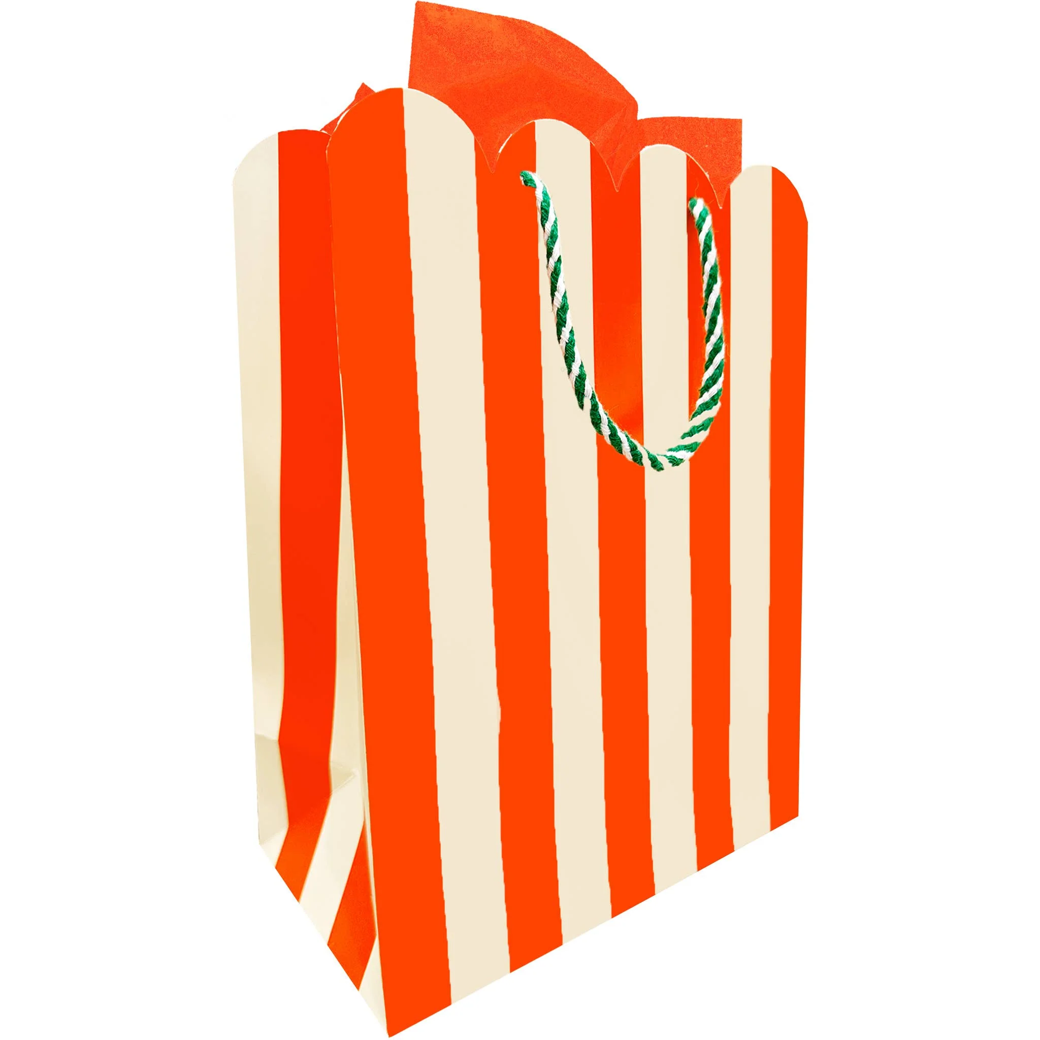 holiday stripe scallop gift bag