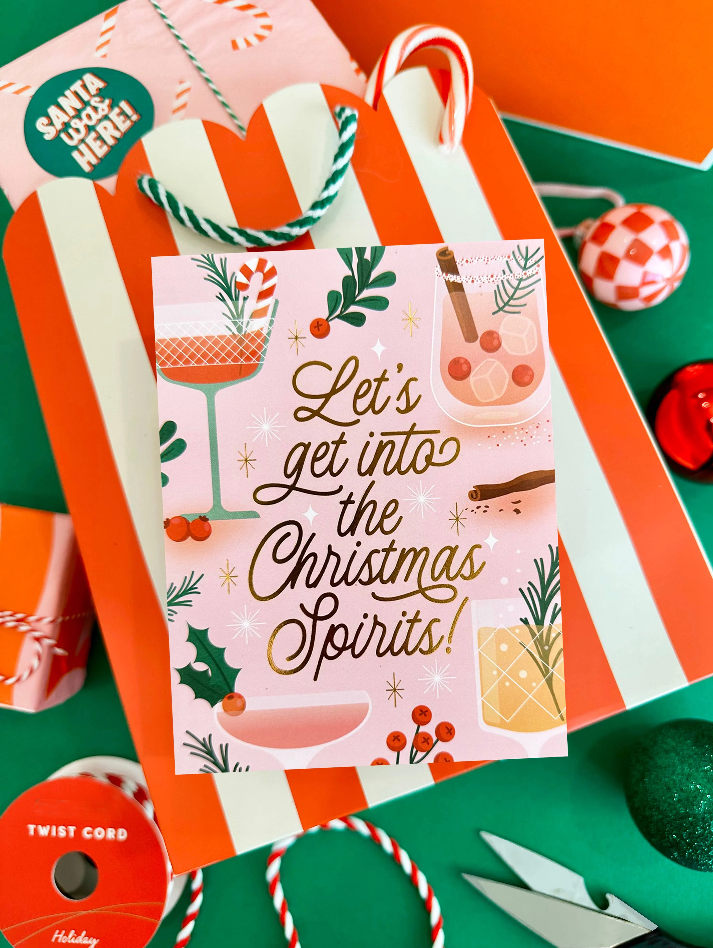 holiday stripe scallop gift bag - Image 2