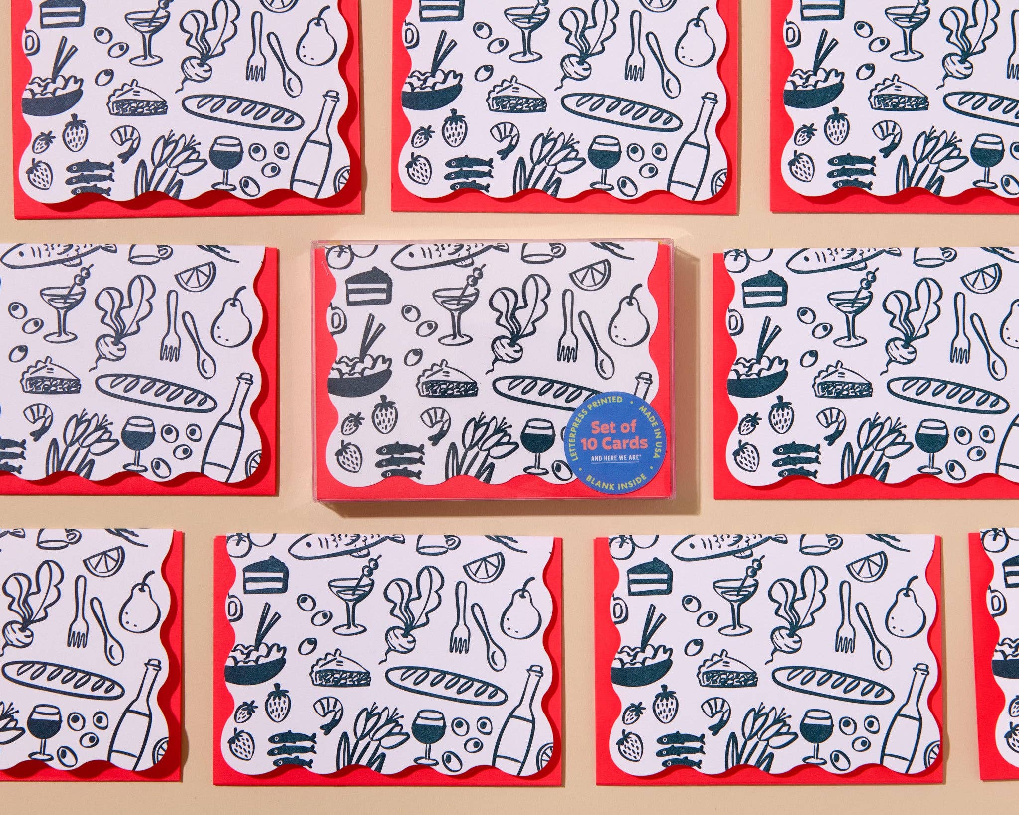 icons scalloped  letterpress card set of 10 - Image 3