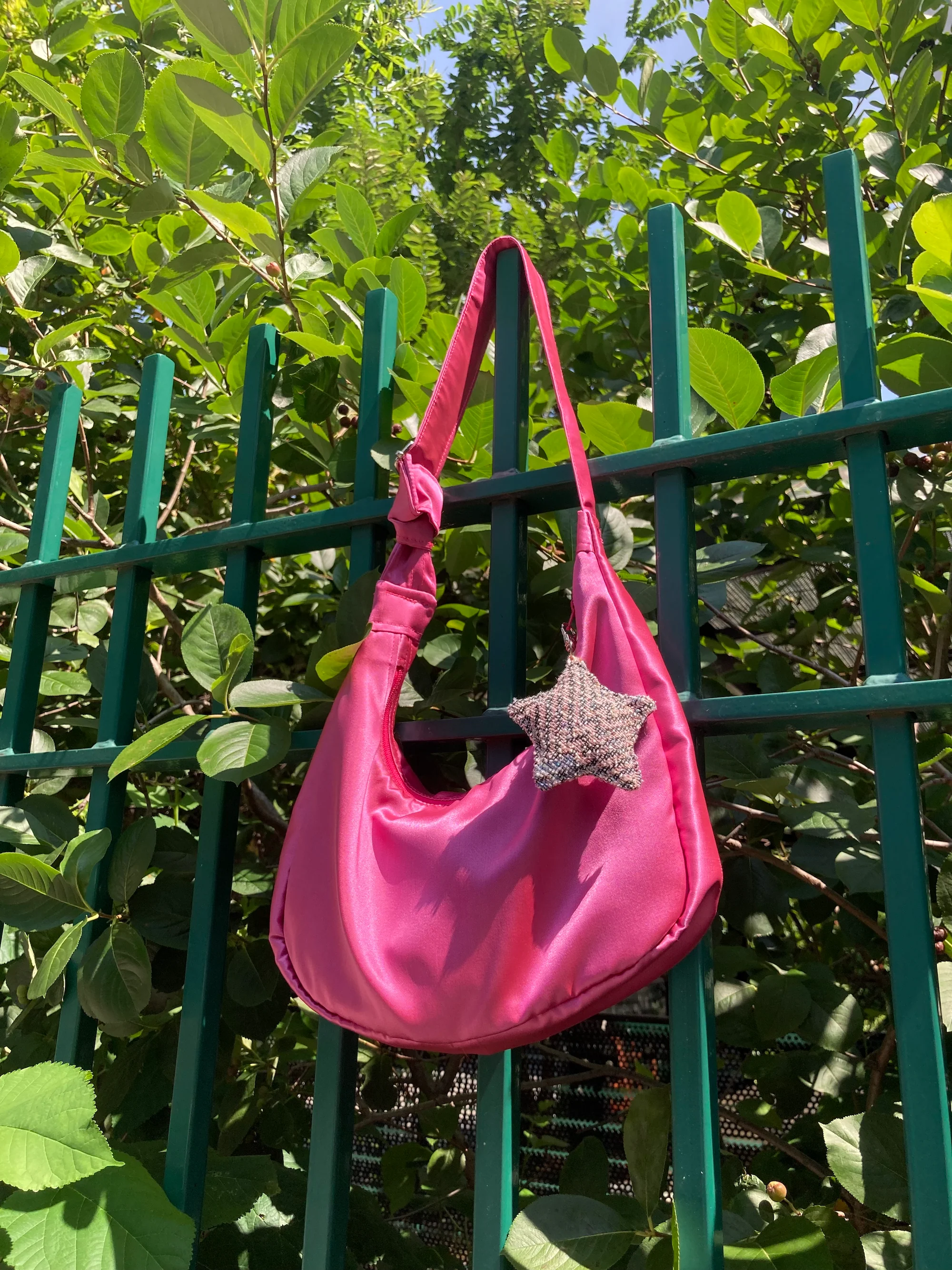 iridescent light blue bag charm - Image 2