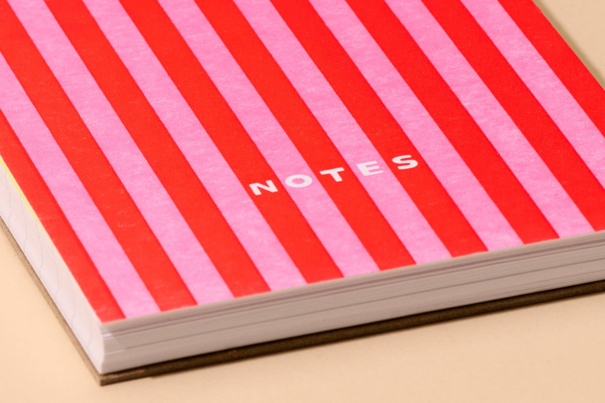 modern letterpress pocket size spiral notebook – red/pink stripe - Image 2