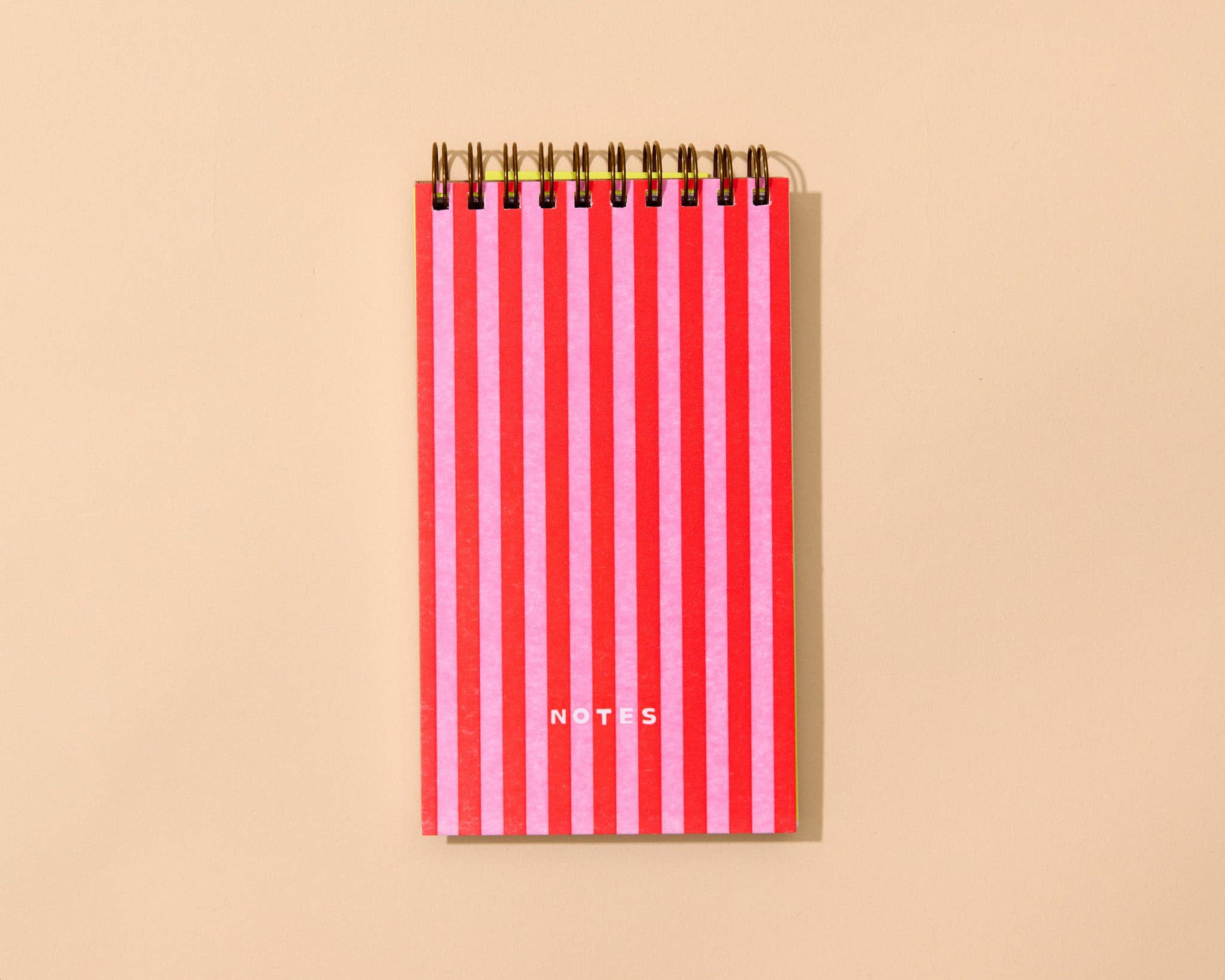 modern letterpress pocket size spiral notebook – red/pink stripe - Image 3