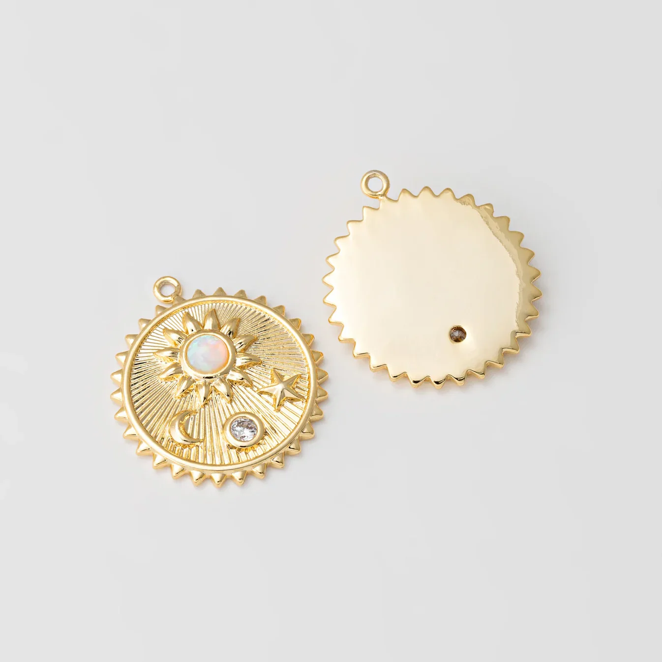 opal moon + sun charm