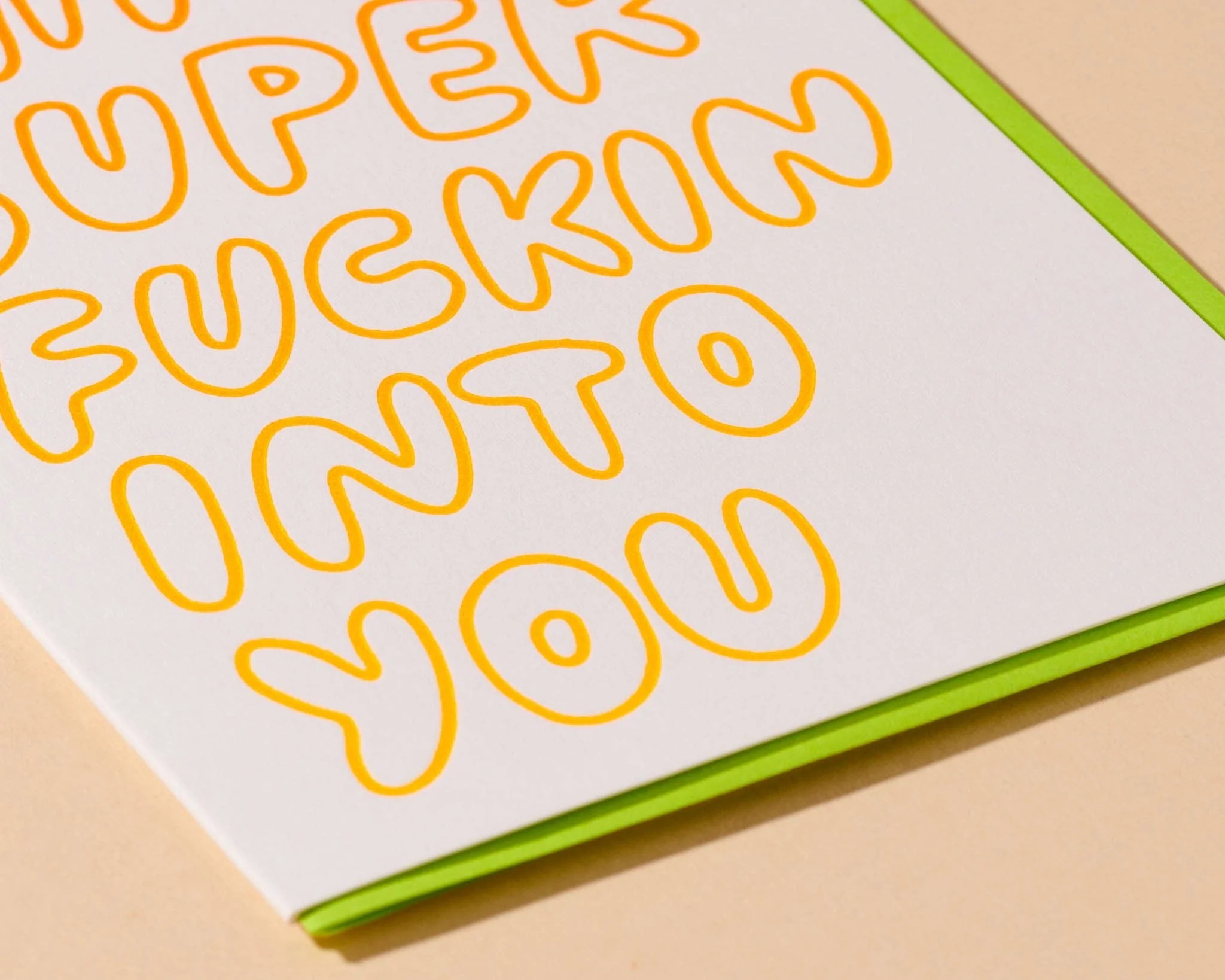 super fuckin' into you letterpress card - Image 2