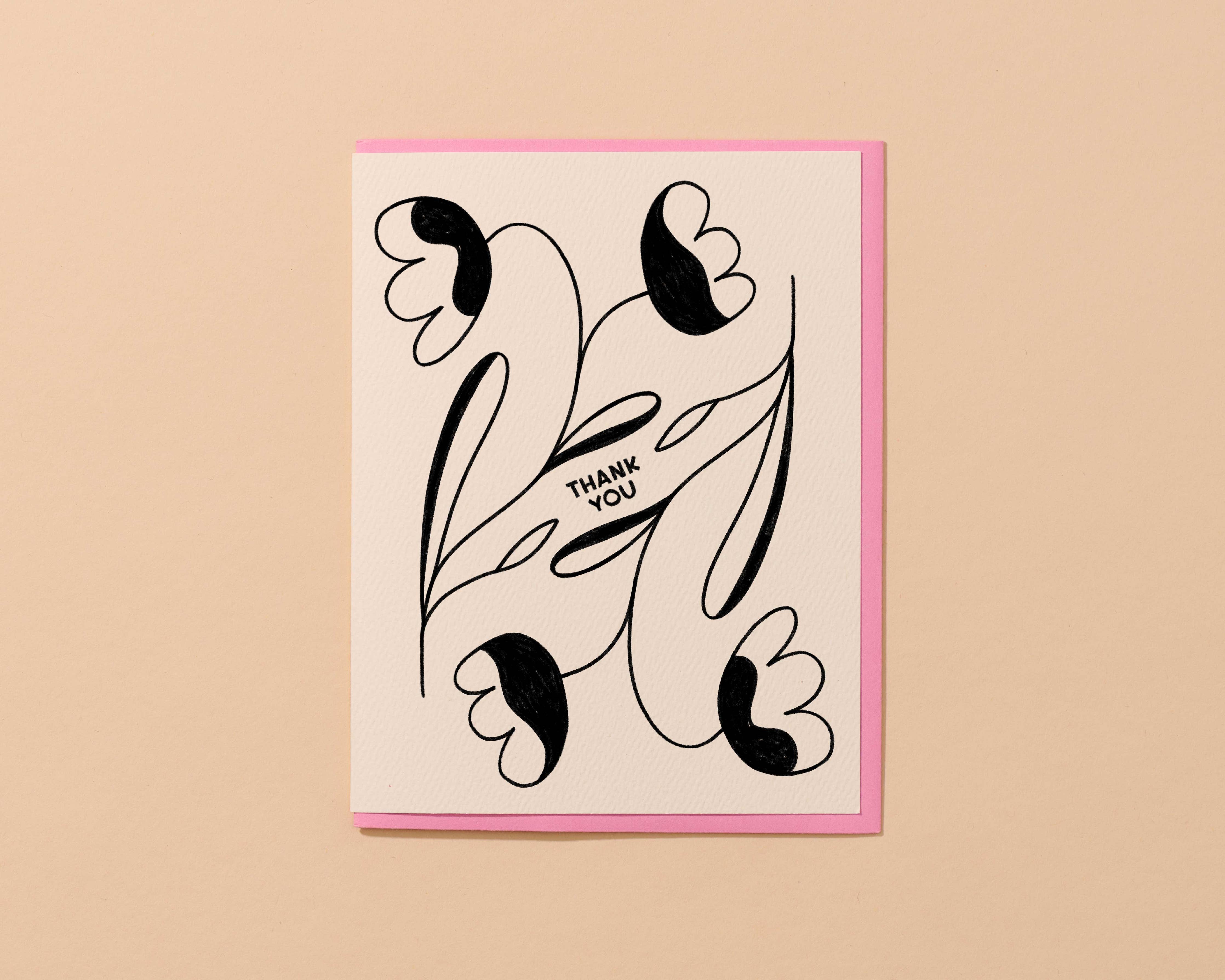 tulip floral pretty thank you card
