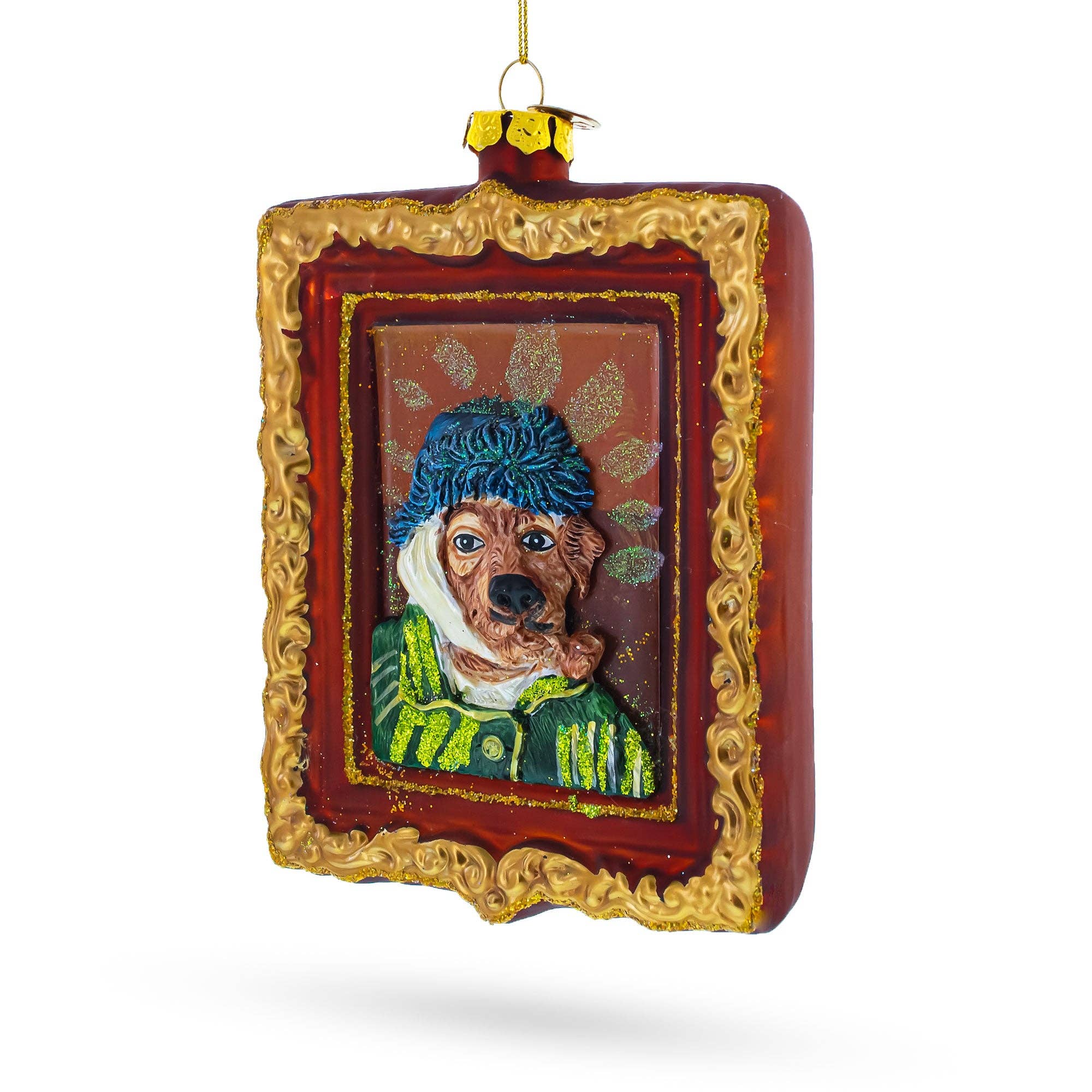 van gogh inspired dog portrait blown glass ornament - Image 2