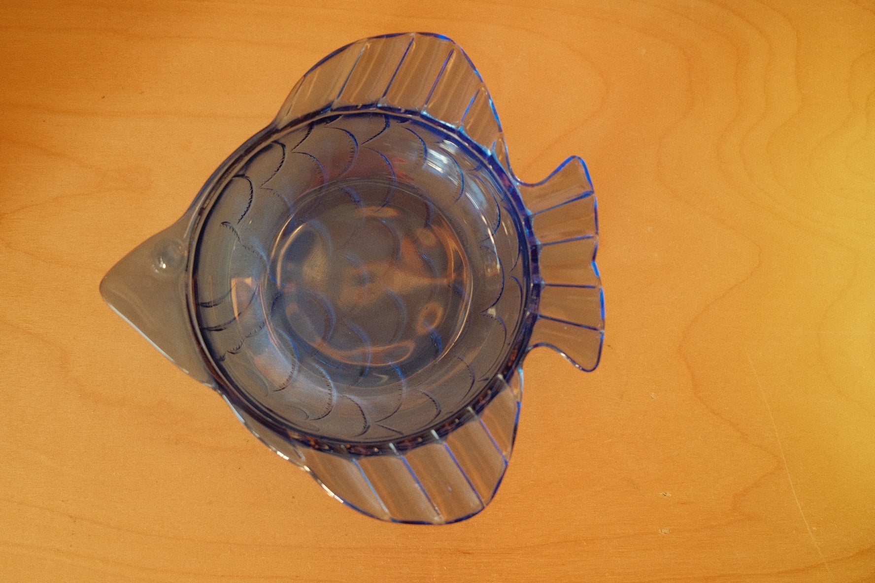 vintage cobalt glass scaled fish candy dish 6.5" - Image 2