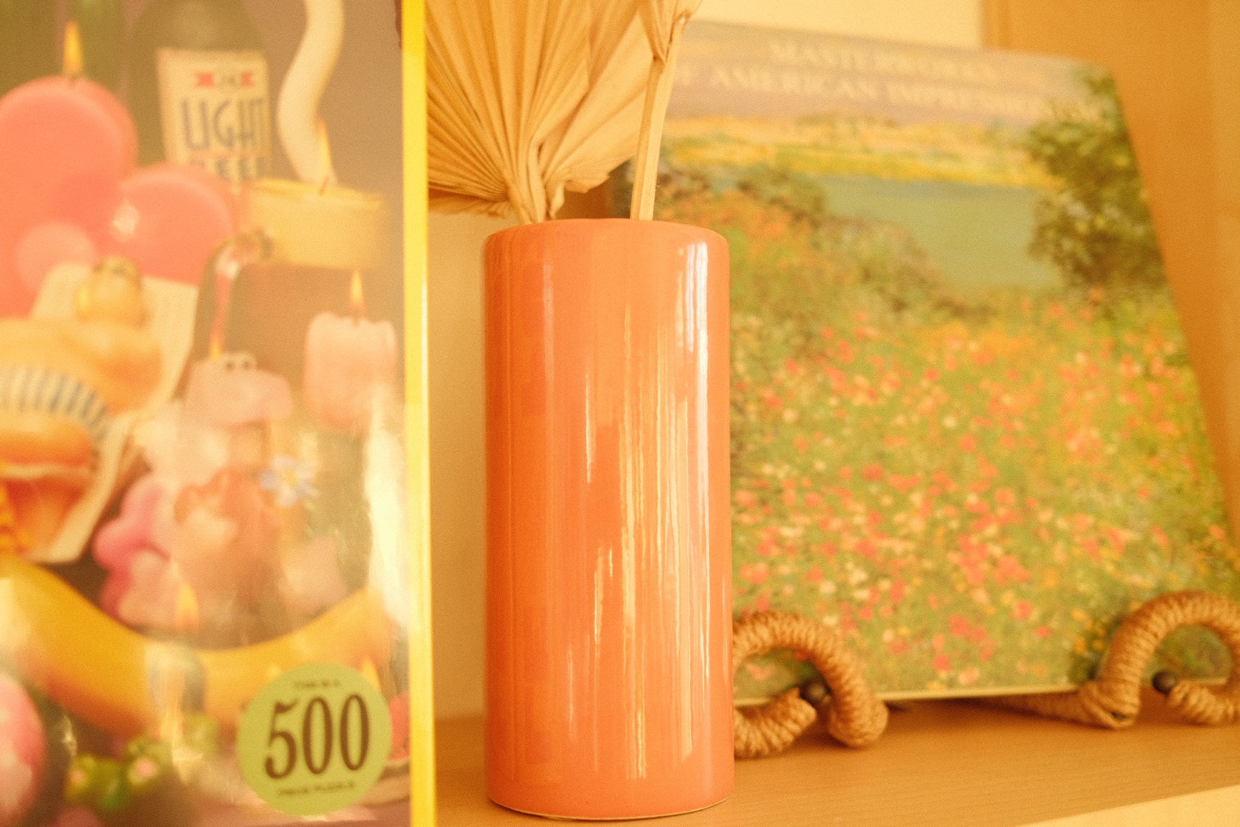 vintage peach ceramic handmade vase - Image 3