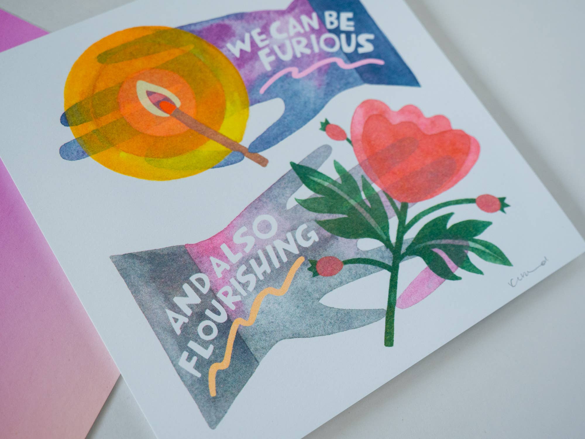we can be furious and also flourishing - risograph art print - Image 3