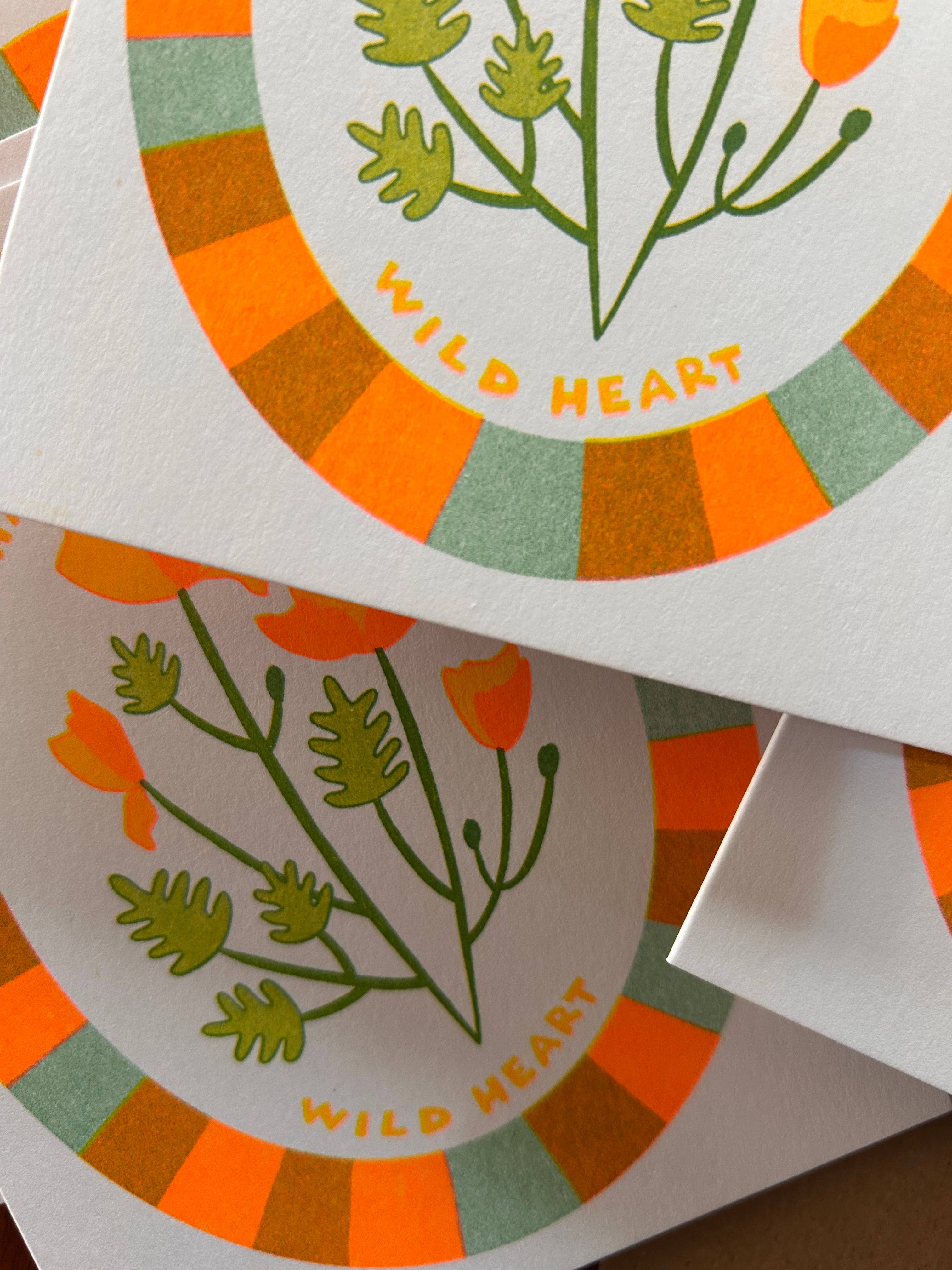 wild heart poppy birthday - risograph greeting card  - Image 3