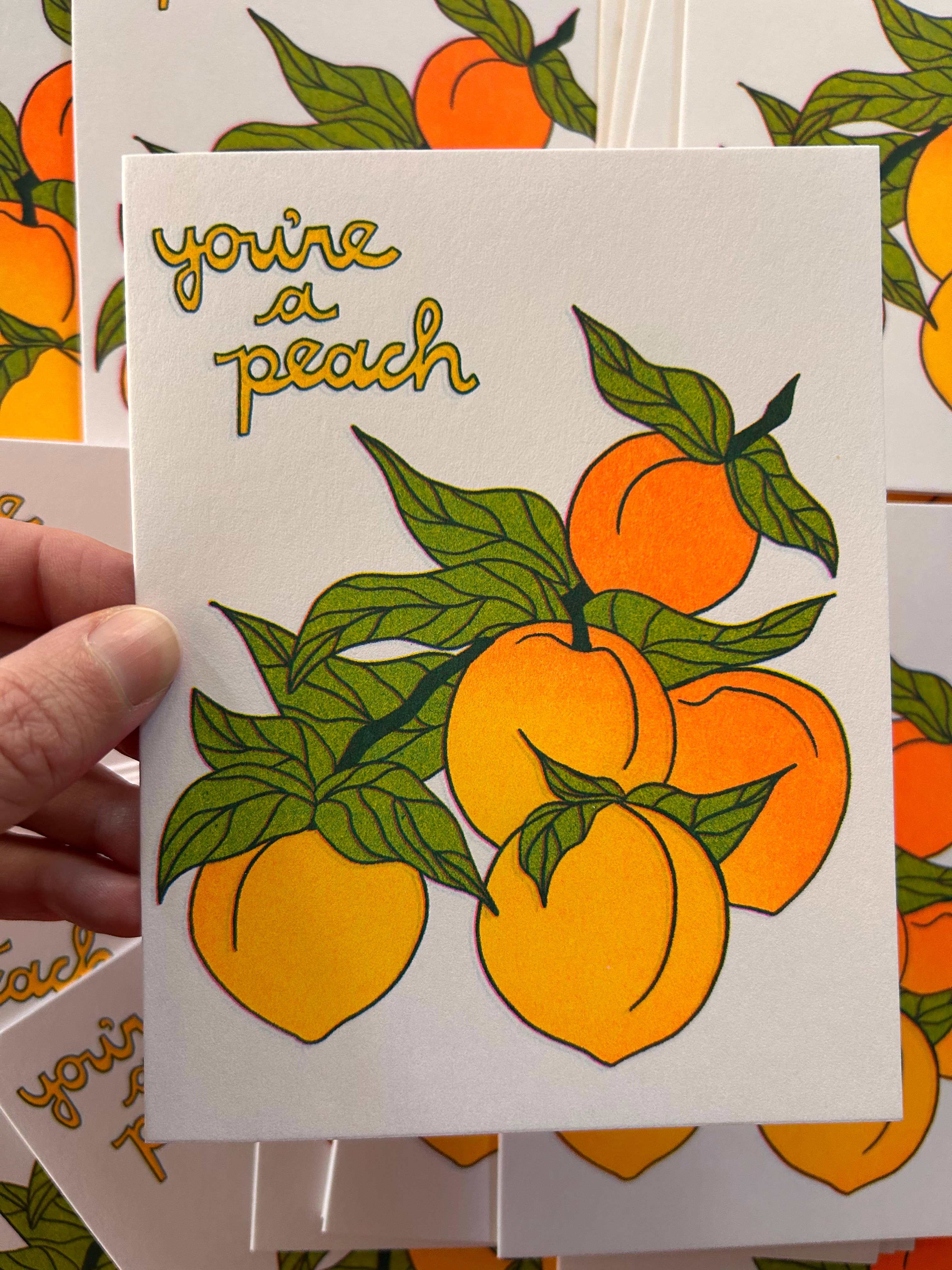 you're a peach - risograph greeting card - Image 3