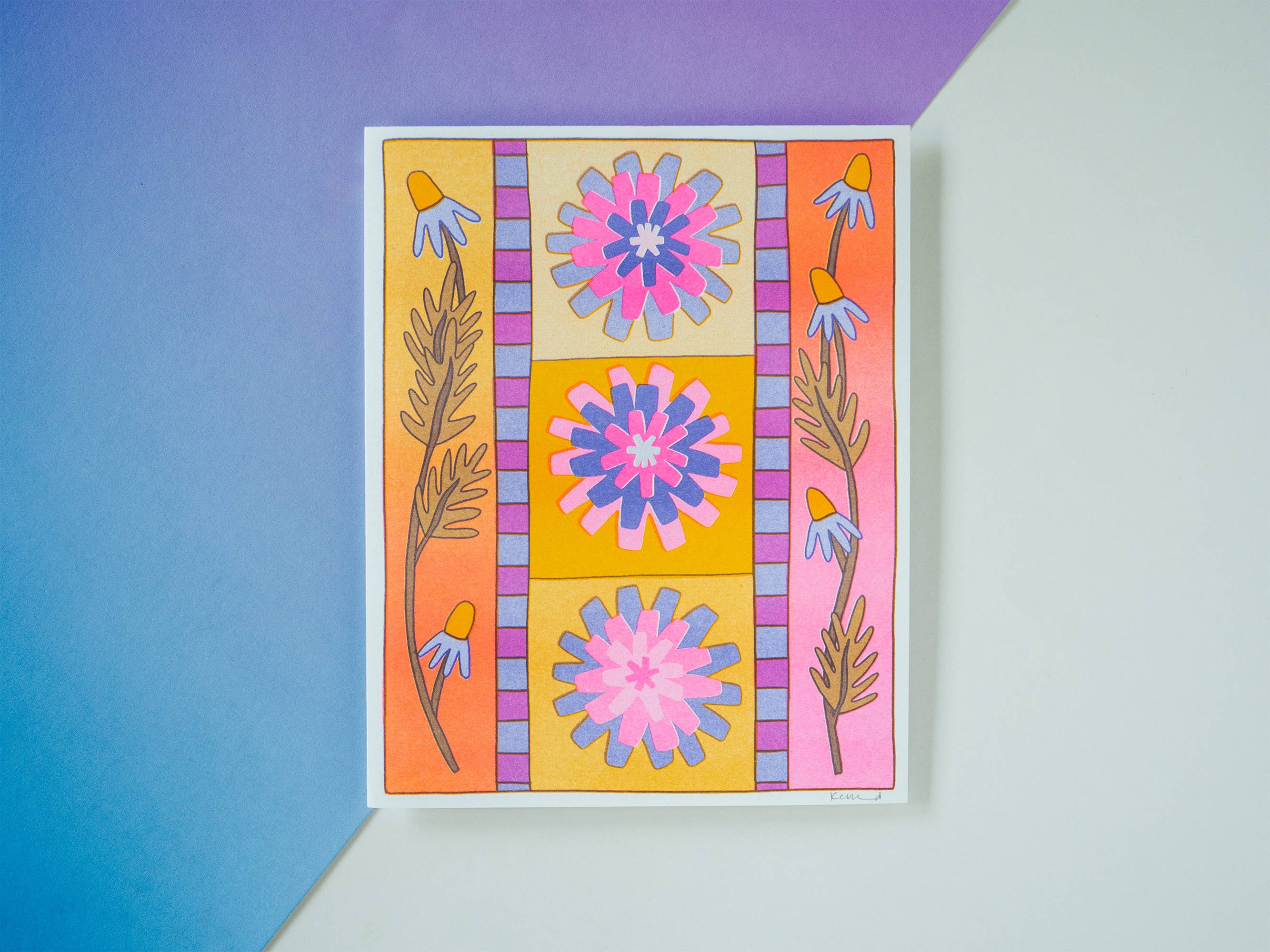 zinnia - risograph art print