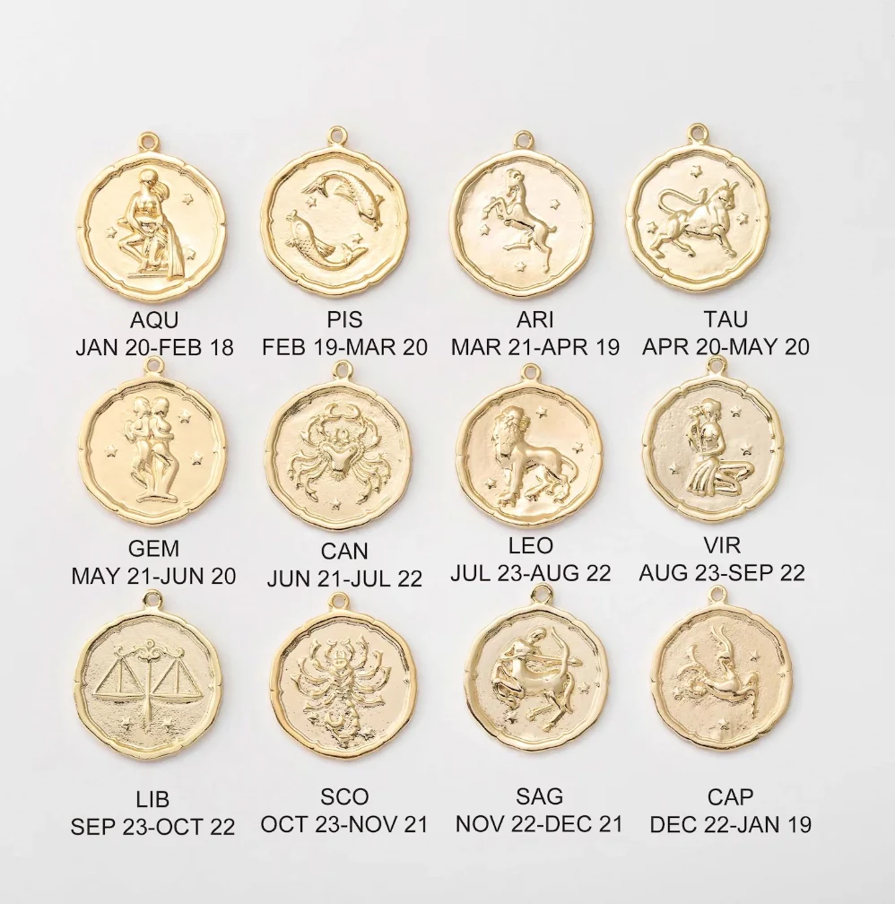 zodiac stamped coin charm - Image 2